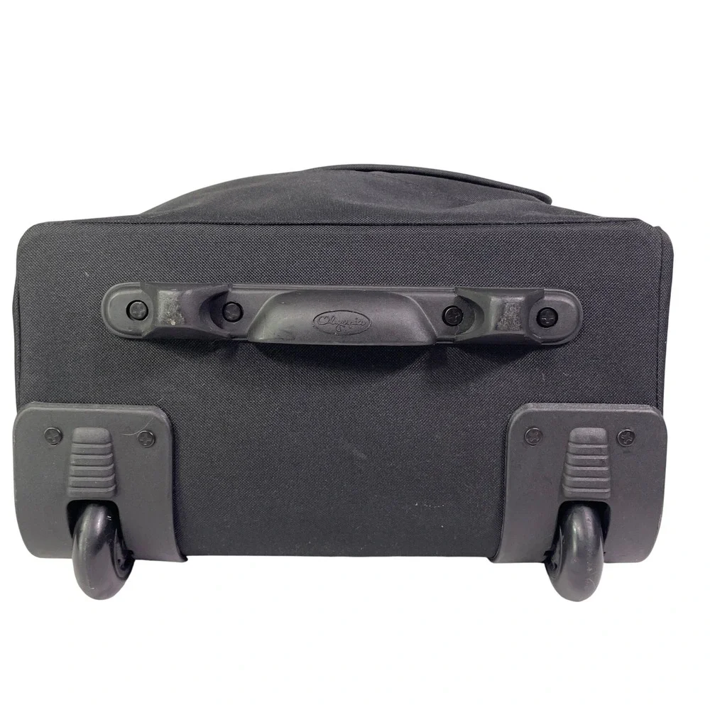 Olympia Sports Plus Rolling Tote Bag Travel Bag Black Canvas Retractable Handle